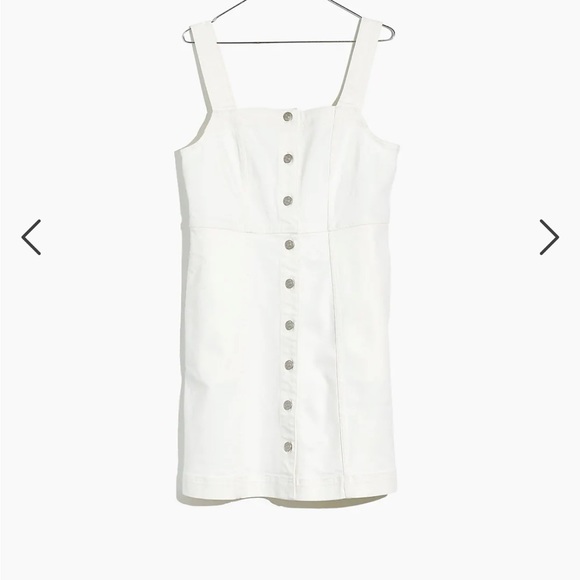 Denim Button-Front Mini Dress in Tile White NWT SOLD OUT STYLE SIZE 4 - Picture 6 of 9